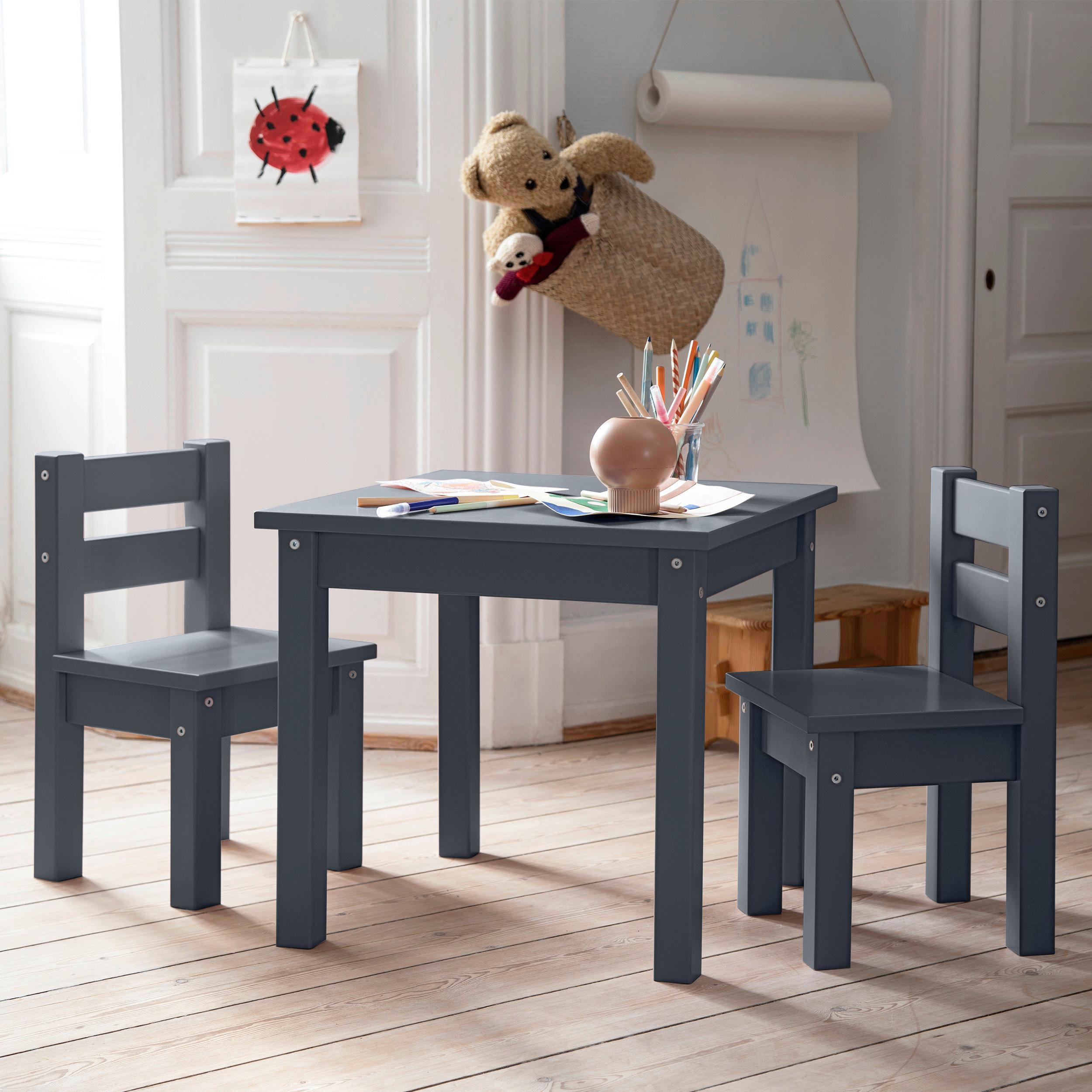 Kindersitzgruppe MADS Dunkelgrau Kiefer teilmassiv - Dunkelgrau, MODERN, Holz - MID.YOU