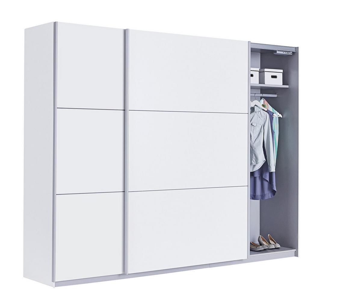 Omara Z Drsnimi Vrati Lausanne, Bela - bela/barve aluminija, Design, kovina/leseni material (270/210/61cm) - Carryhome