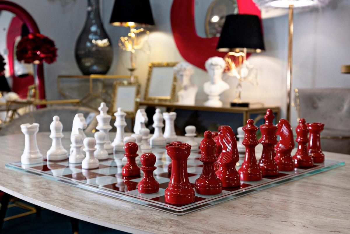 Skulptur Chess Board Red/White Multicolor - Basics, Glas/Kunststoff (61/61/14cm)