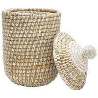 Kosár Lauren-S - fehér, Romantik / Landhaus, műanyag/természetes anyagok (26/44cm) - Zandiara