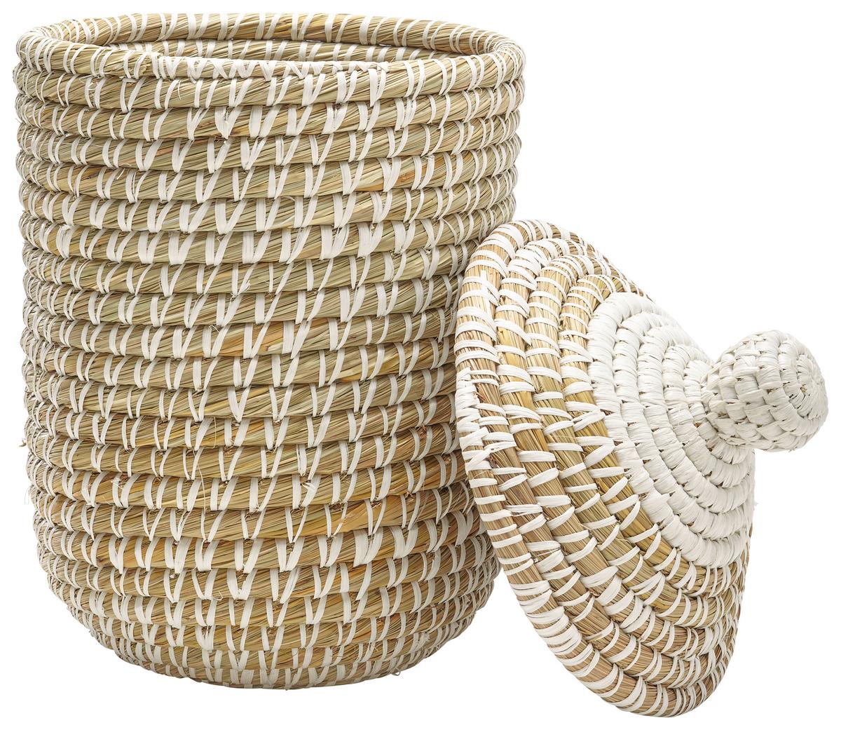 Kosár Lauren-S - fehér, Romantik / Landhaus, műanyag/természetes anyagok (26/44cm) - Zandiara