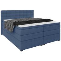 Boxspringbett Fano Blau ca. 200x200cm - Blau/Schwarz, Konventionell, Kunststoff/Textil (200/200cm) - Mömax