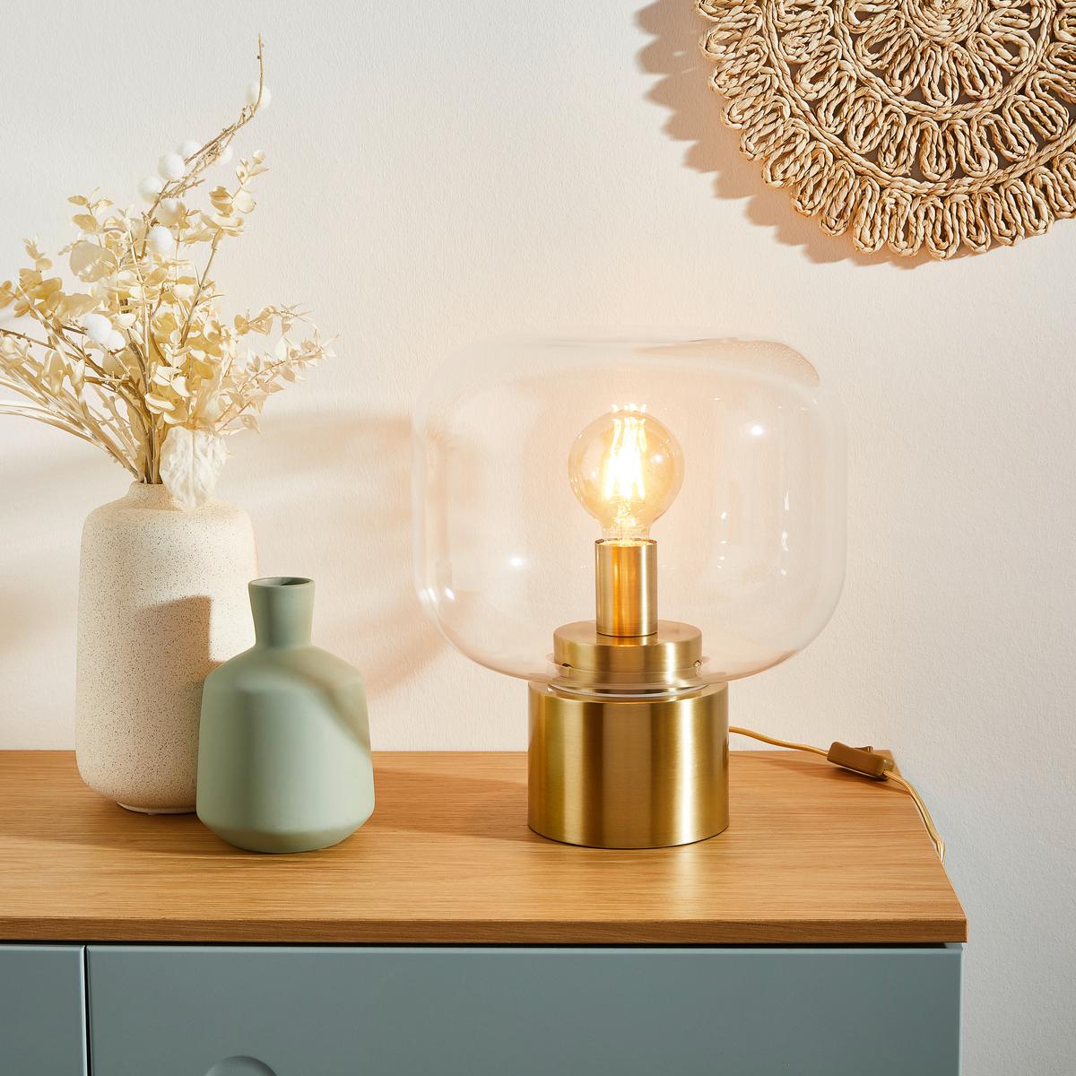 LAMPA STOŁOWA 1842918 - kolor brązu/przejrzysty, Trend, metal/szkło (29,5/33,5cm) - Light & Living