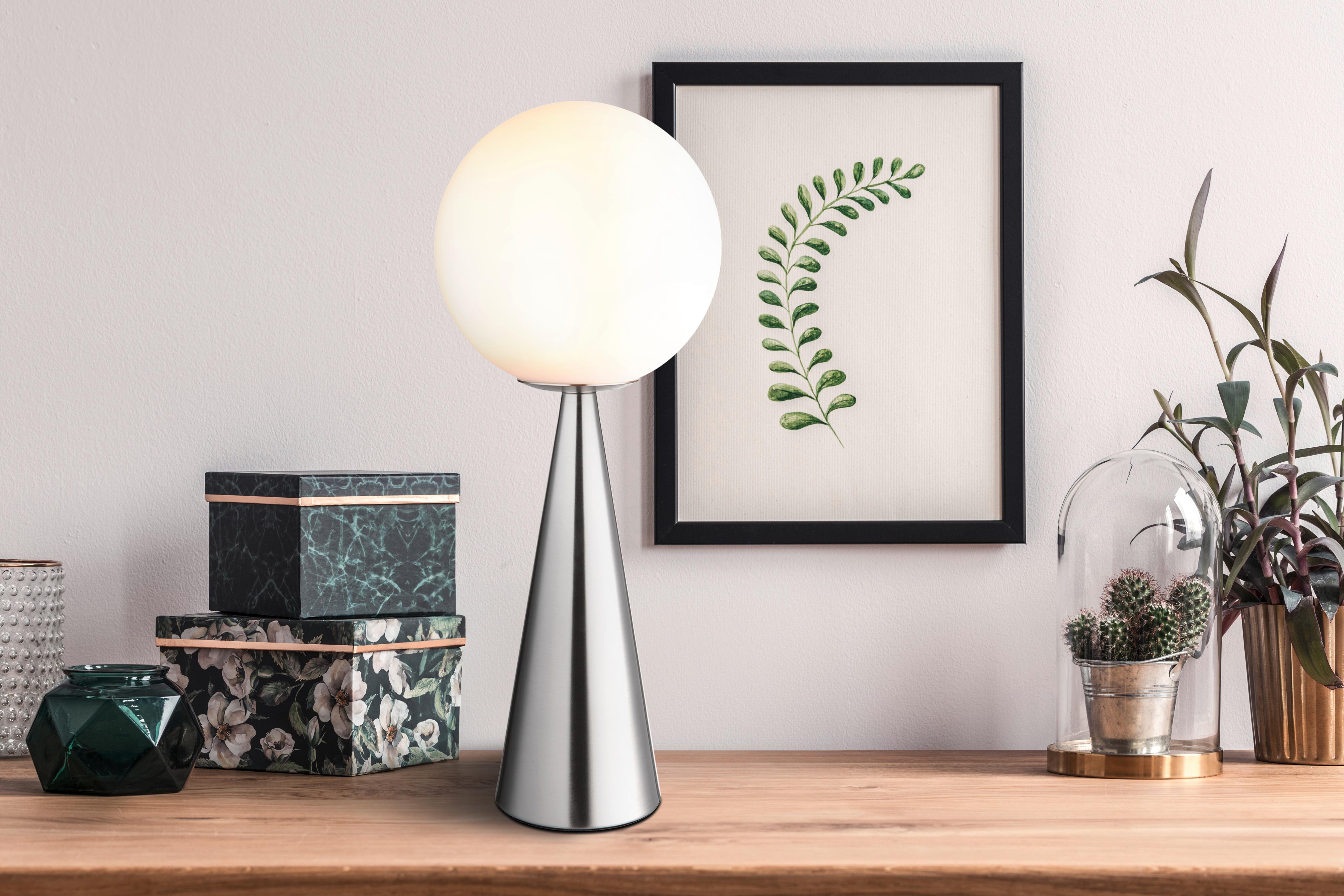 TISCHLEUCHTE 21031N - Nickelfarben, Design, Glas/Metall (20/49,5cm) - Globo