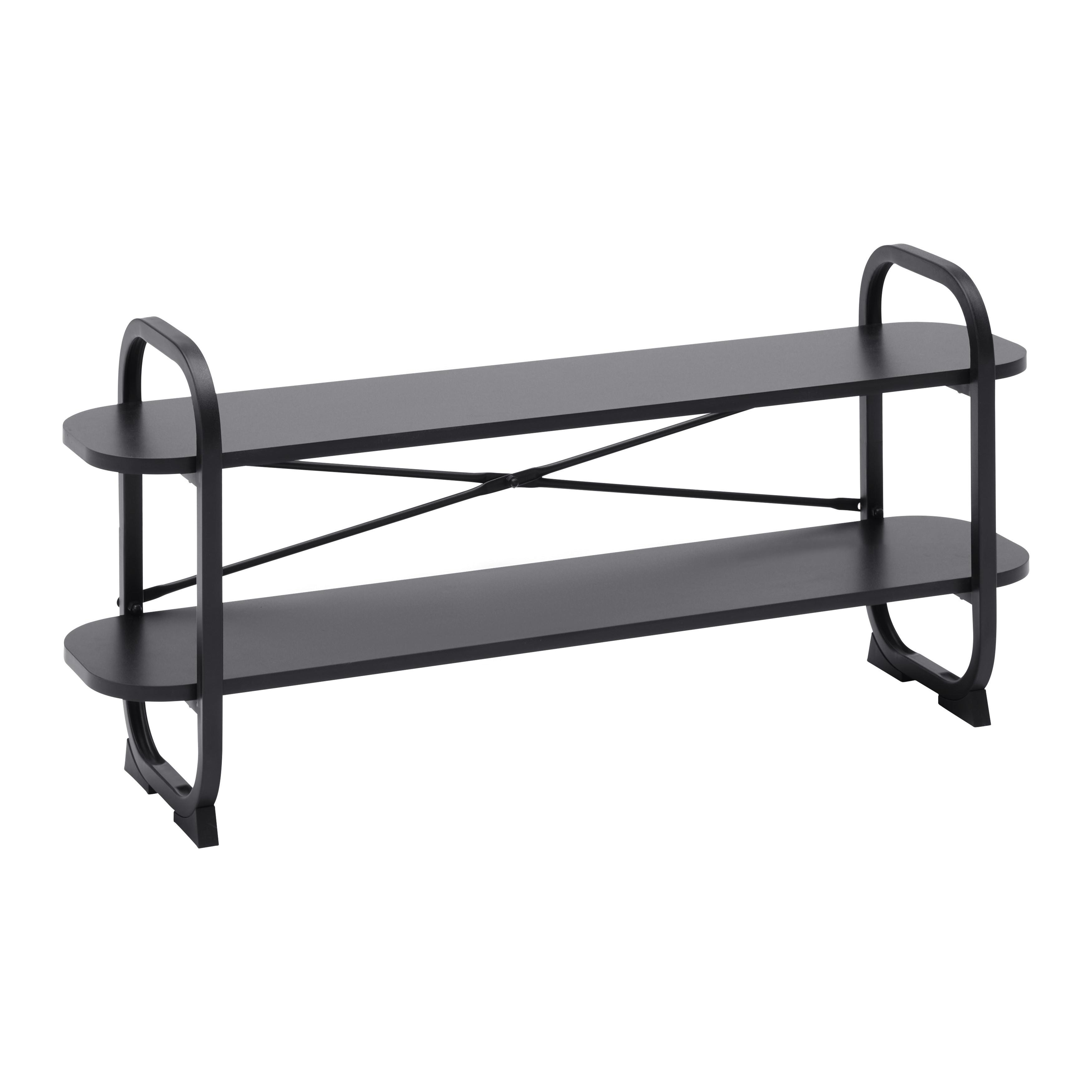 MEDIABÄNK BEND -EXKLUSIV- - svart, Modern, metall/trämaterial (100/44/27cm) - Mömax