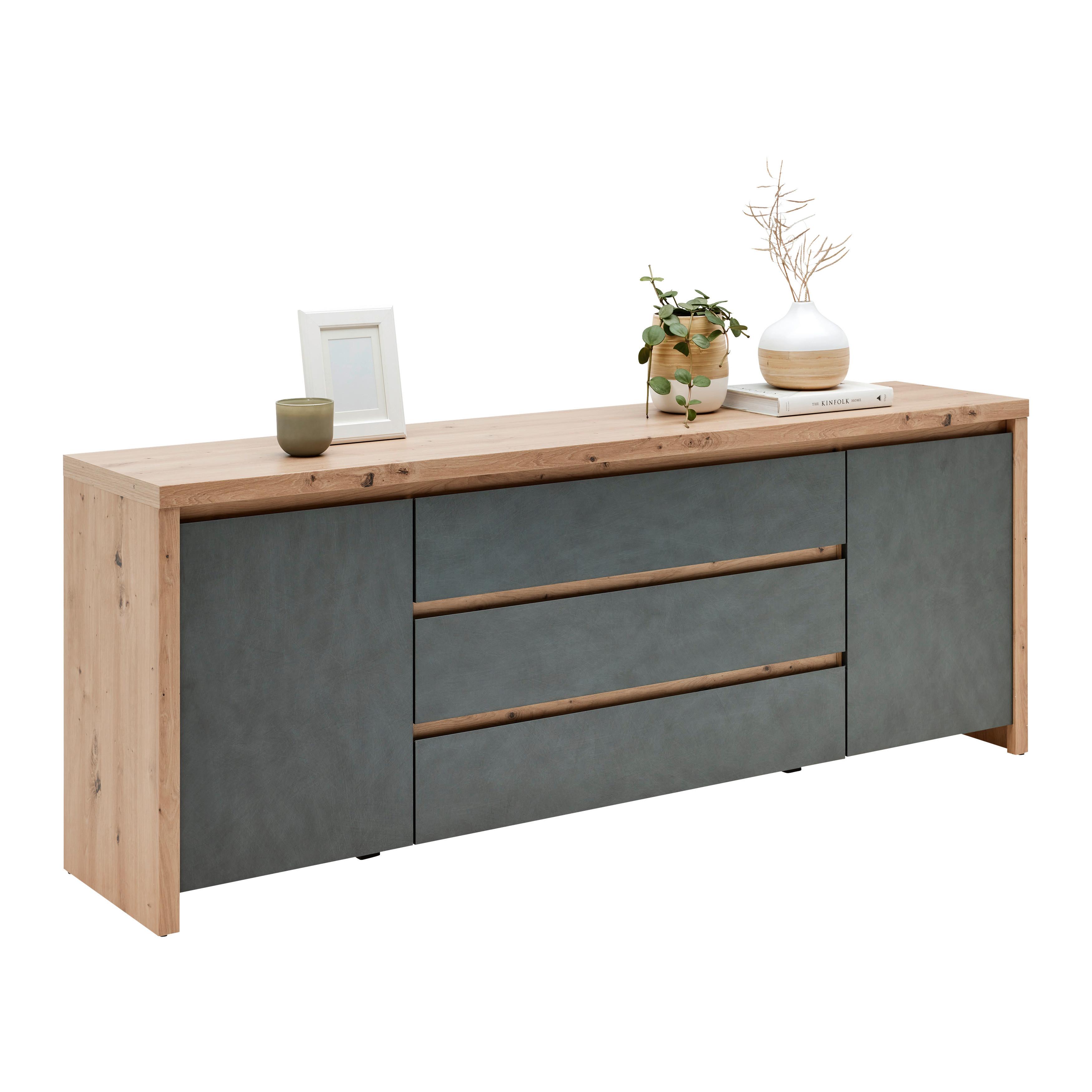Mizica Za Hi-fi Naprave Larios, Barva Hrasta, Siva - siva/hrast artisan, Moderno, leseni material (190/71/40cm)