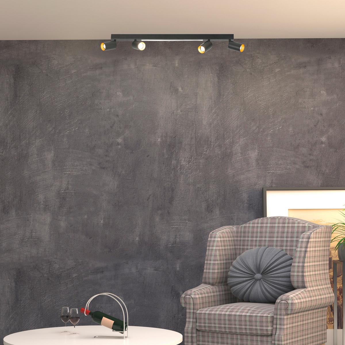 Led-deckenstrahler Lp-703/4c Perugia 4 - Schwarz, Konventionell, Metall (14.5/100/5.5cm)