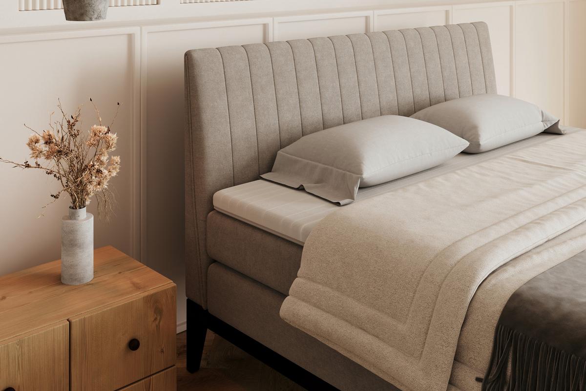 Boxspringbett Nola Taupe ca. 180x200cm - Taupe/Schwarz, KONVENTIONELL, Holz/Textil (180/200cm) - Based
