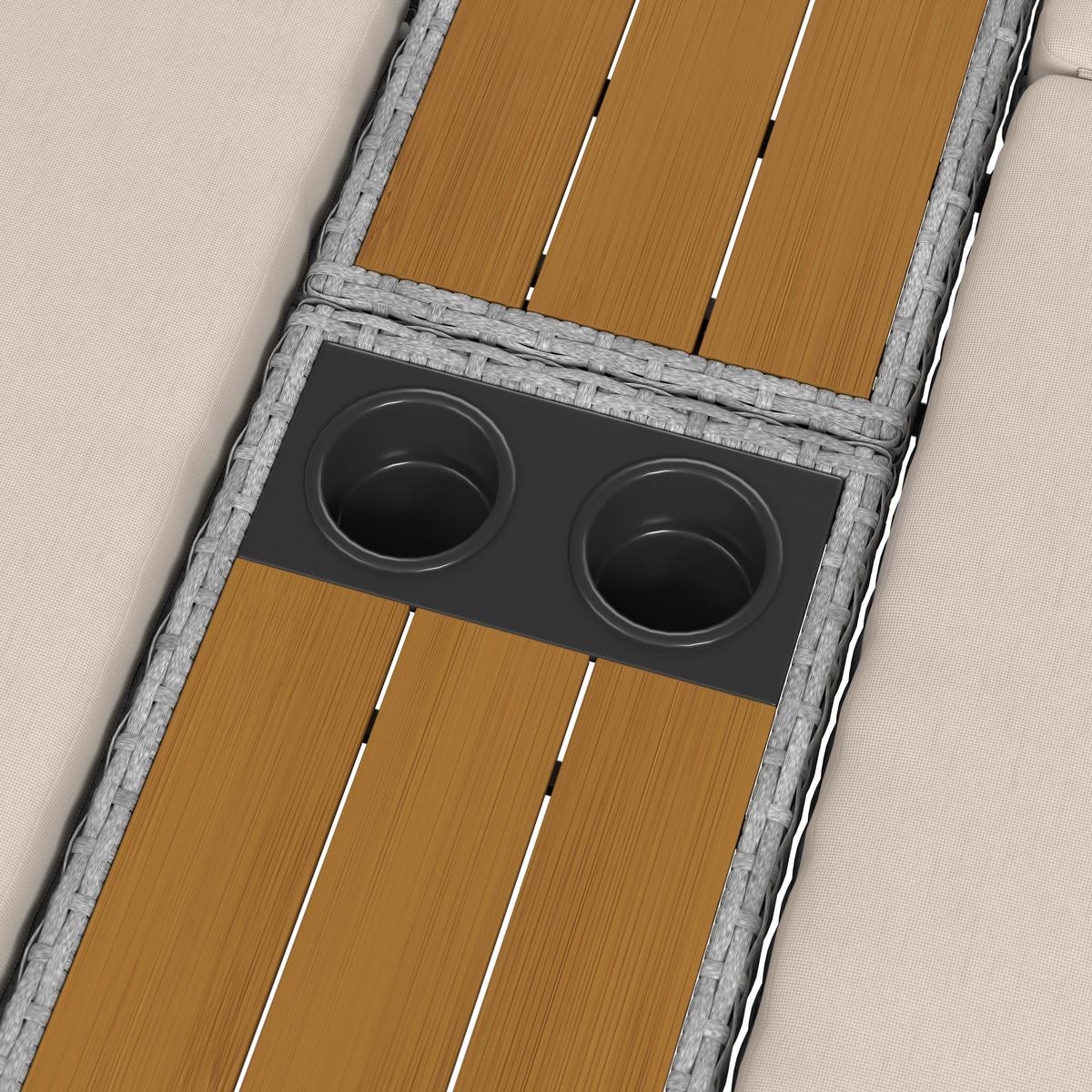 Gartenliege Monero Creme Holz/Metall/Kunststoff - Creme, MODERN, Holz/Kunststoff (203/155/150cm) - Bessagi Garden