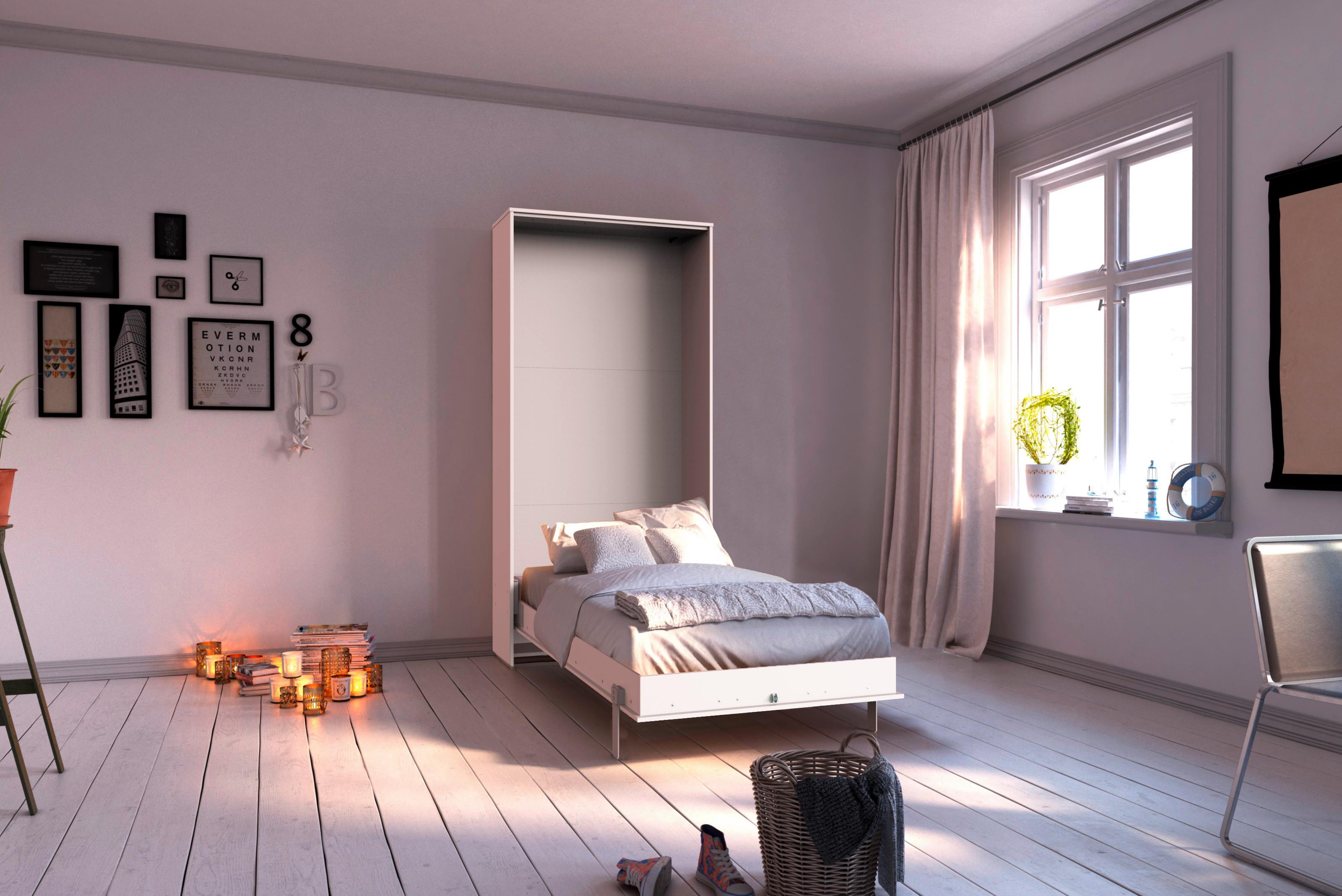 Klappbett Juist ca. 90x200 cm Weiß - Weiß, KONVENTIONELL, Holz/Holzwerkstoff (90/200cm) - MID.YOU