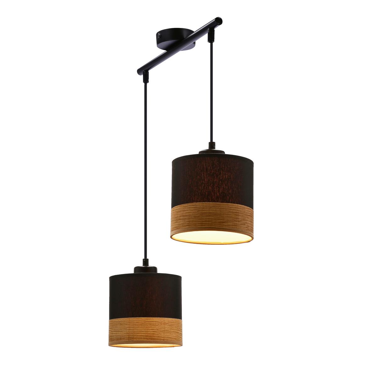 Viseća Svjetiljka Porto - boje hrasta/crna, Natur, metal/tekstil (48/15/115cm)