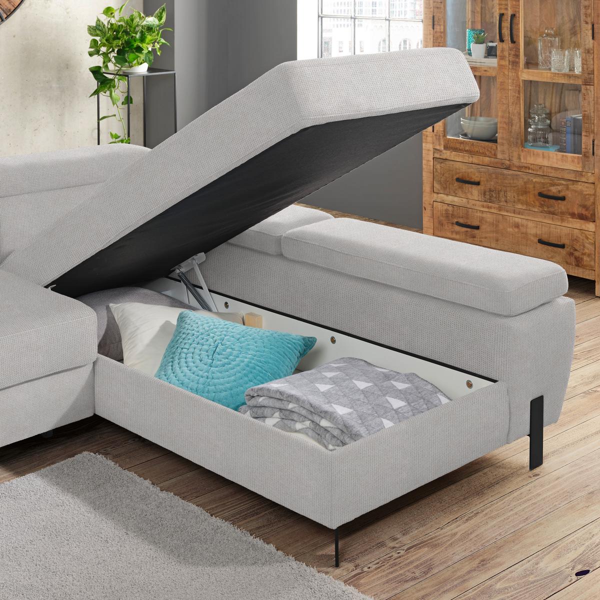 Kutna Garnitura Molina Mini - srebrne boje/crna, Moderno, drvni materijal/drvo (277/189cm) - Mömax