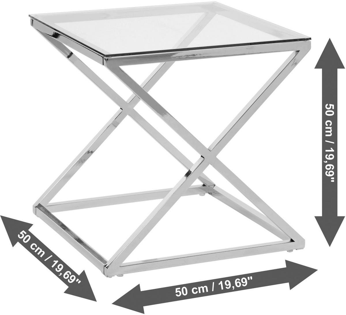 STOLIK BOCZNY XTRA BY SIDE - przejrzysty/kolor złoty, Modern, metal/szkło (50/50/50cm) - Livetastic