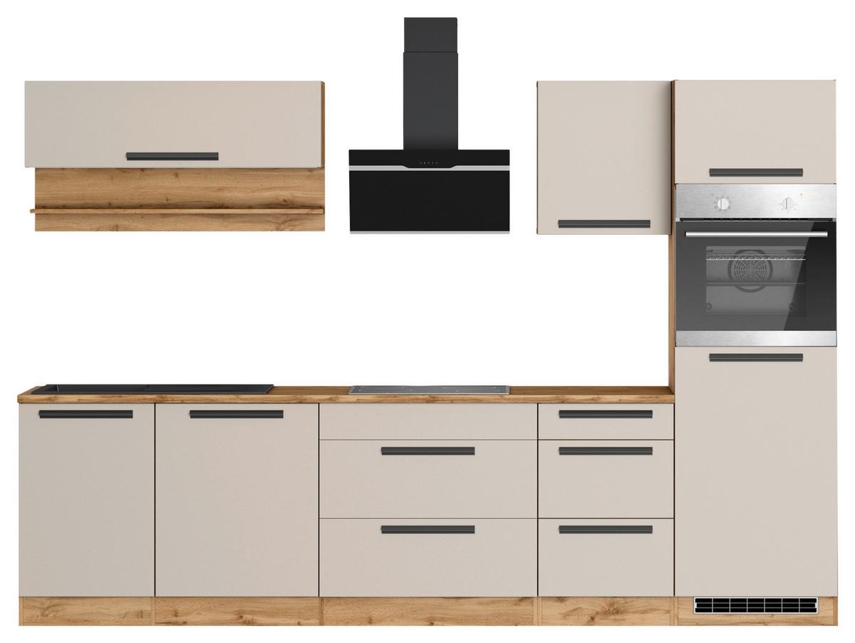 Küchenblock Aveiro m. Geräten Kaschmir - Kaschmir/Eiche Wotan, Trend, Holzwerkstoff/Metall (300cm) - Held