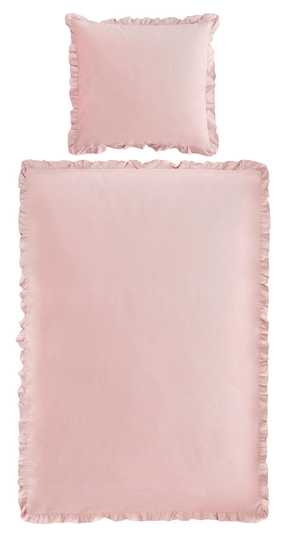 Bettwäsche Rüschen XL Rosa ca. 155x200cm - ROMANTIK / LANDHAUS, Textil (155/220cm) - Modern Living