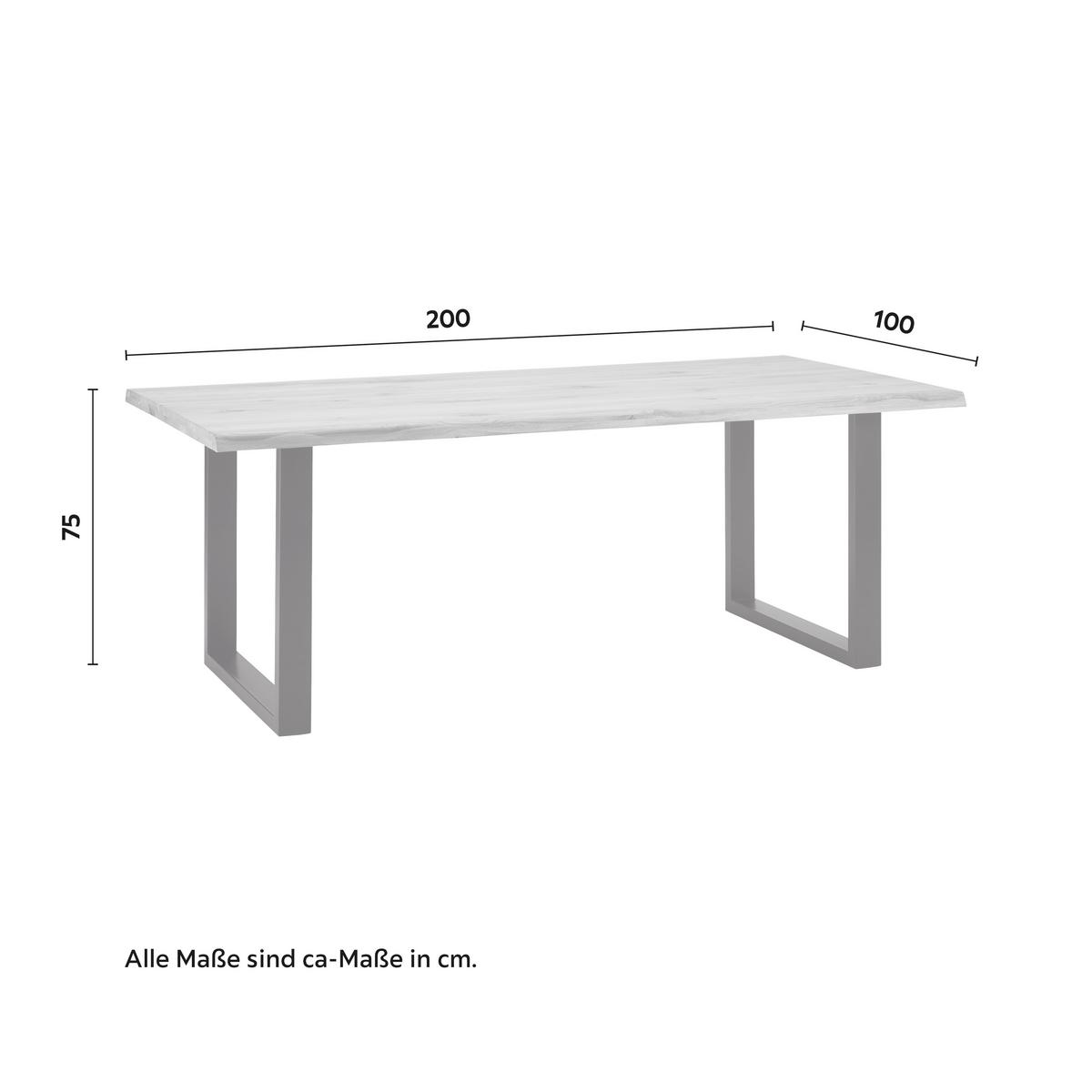 Esstisch Yola in Holz Wildeiche massiv ca. 200x100cm - Wildeiche/Schwarz, MODERN, Holz/Metall (200/100/75cm) - Bessagi Home