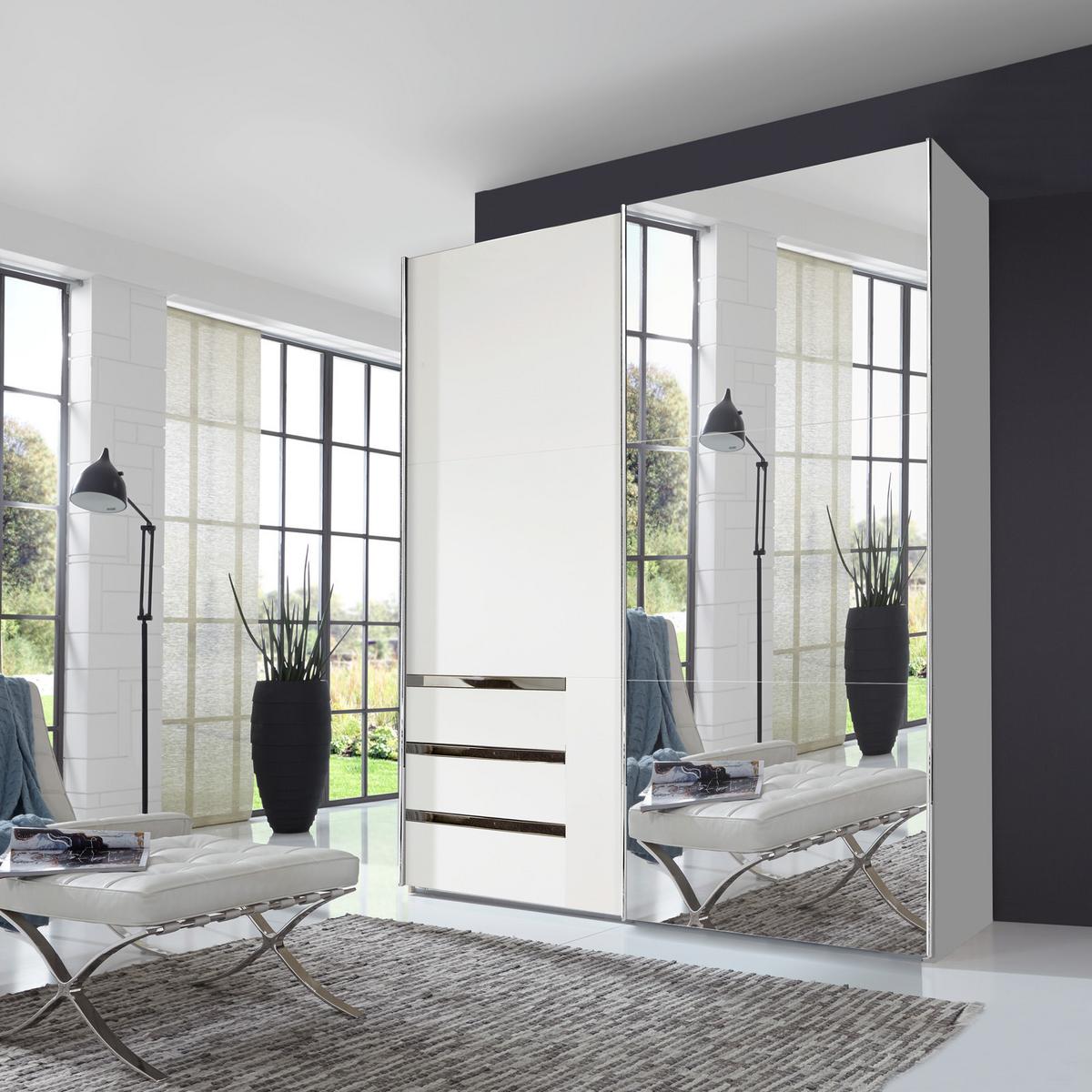 Ormar S Kliznim Vratima Level 36a - bijela/boje kroma, Moderno, staklo/drvni materijal (250/216/65cm) - Modern Living