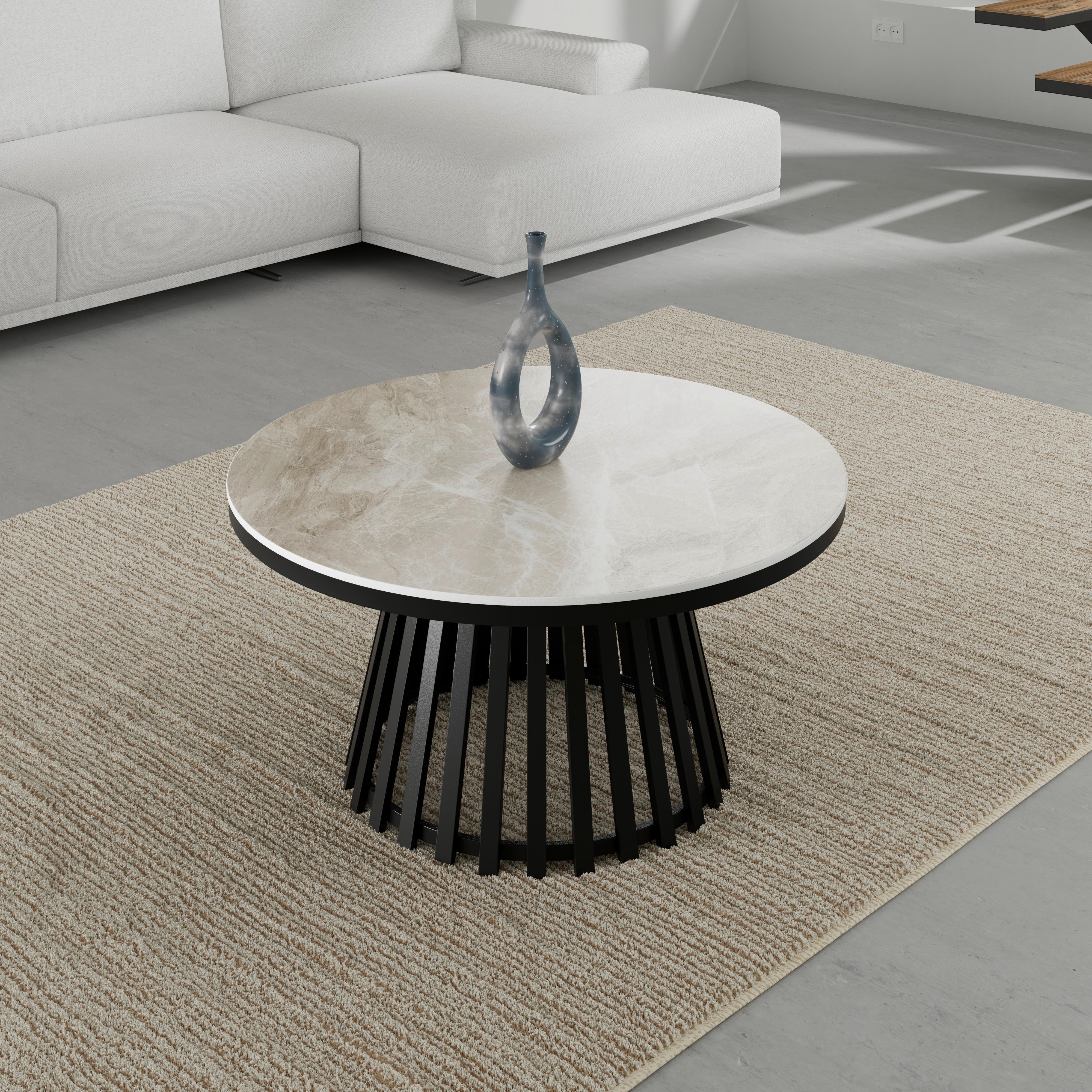 Couchtisch Pela Grau MDF - Schwarz/Grau, MODERN, Holzwerkstoff/Stein (90/45/90cm) - Bessagi Home