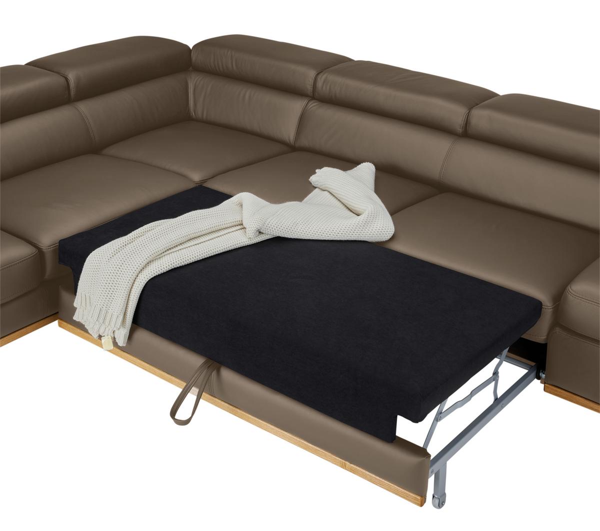 Wohnlandschaft Carmen links Haselnussfarben - Haselnussfarben/Schwarz, MODERN, Leder/Holz (292/72/226cm) - Premium Living