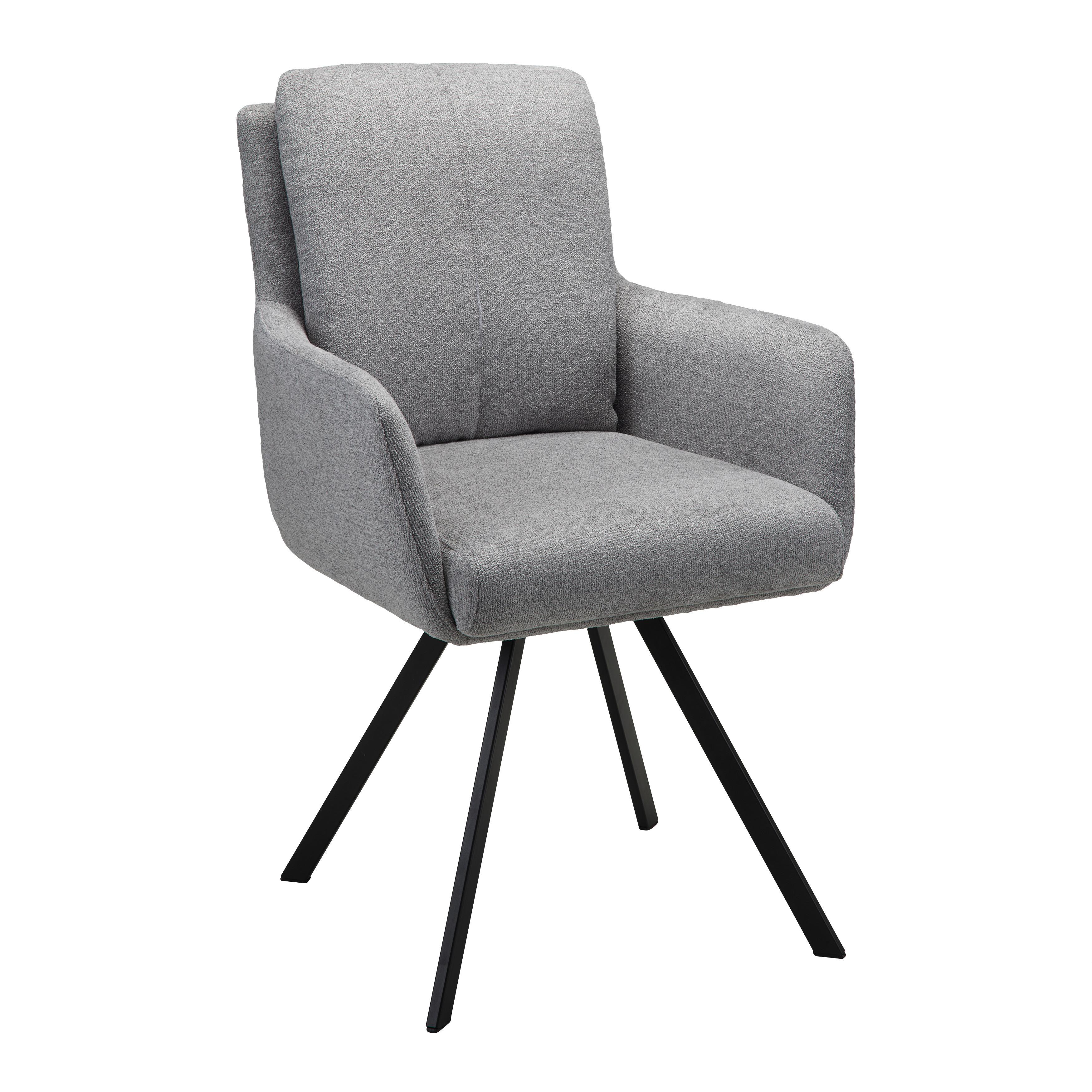 Armlehnstuhl Marie Grau Webstoff Drehbar Gepolstert - Schwarz/Grau, MODERN, Holz/Textil (60/95,5/65cm) - Bessagi Home