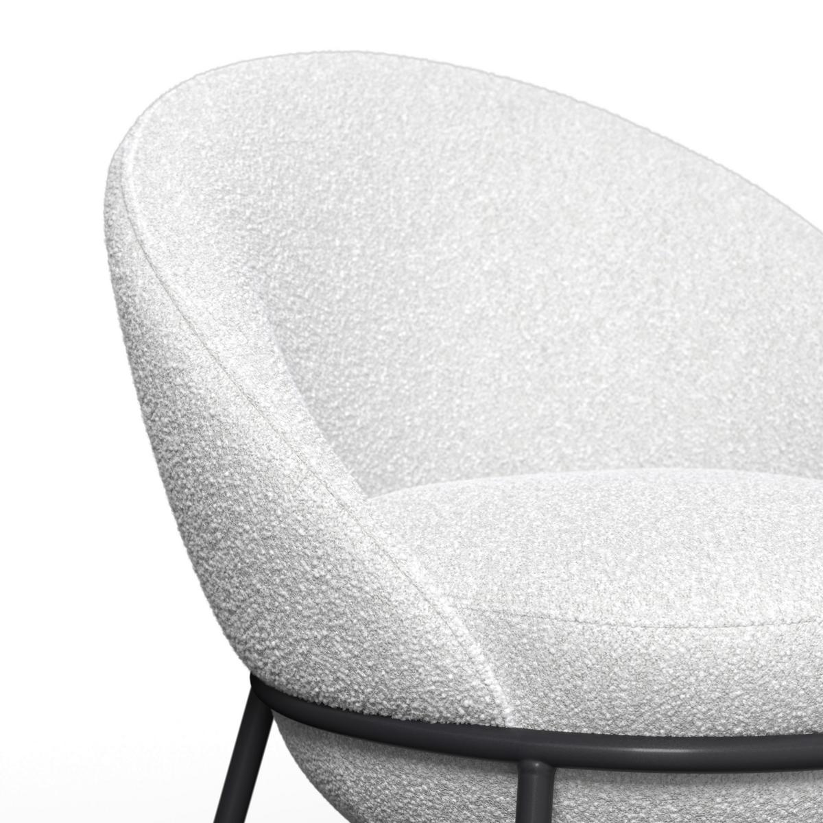 Armlehnstuhl Zoa Creme Struktur Gepolstert - Creme/Schwarz, MODERN, Holz/Textil (57/85/61cm) - Bessagi Home