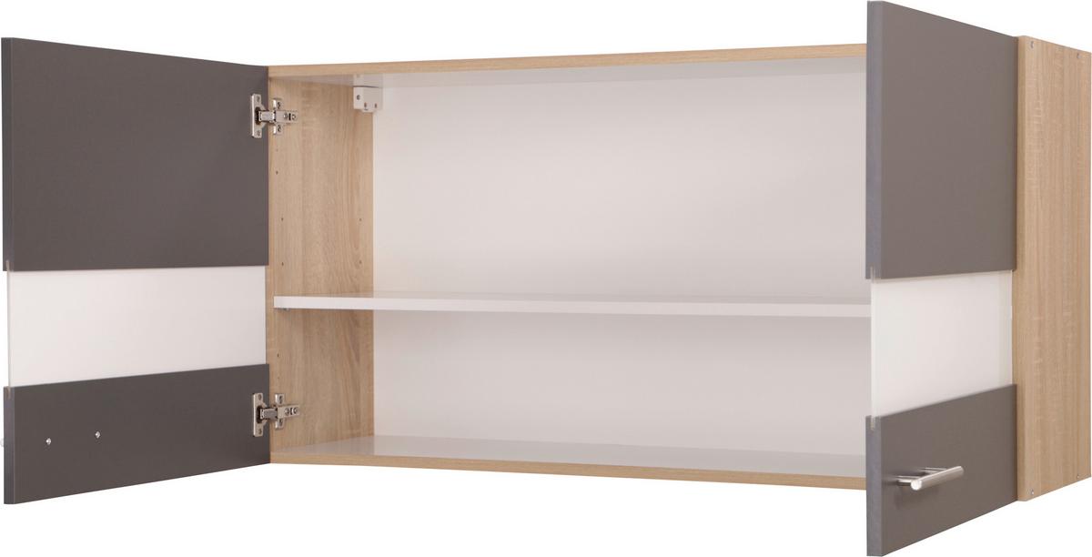 Kuhinjska Zgornja Omarica Merle, Barva Hrasta, Siva - srebrne barve/siva, Basics, kovina/steklo (110/56,1/34,6cm) - Respekta