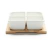 Set de boluri pentru gustări TAPAS - 4 - alb, Modern, ceramică/lemn (20/20/6cm) - Modern Living