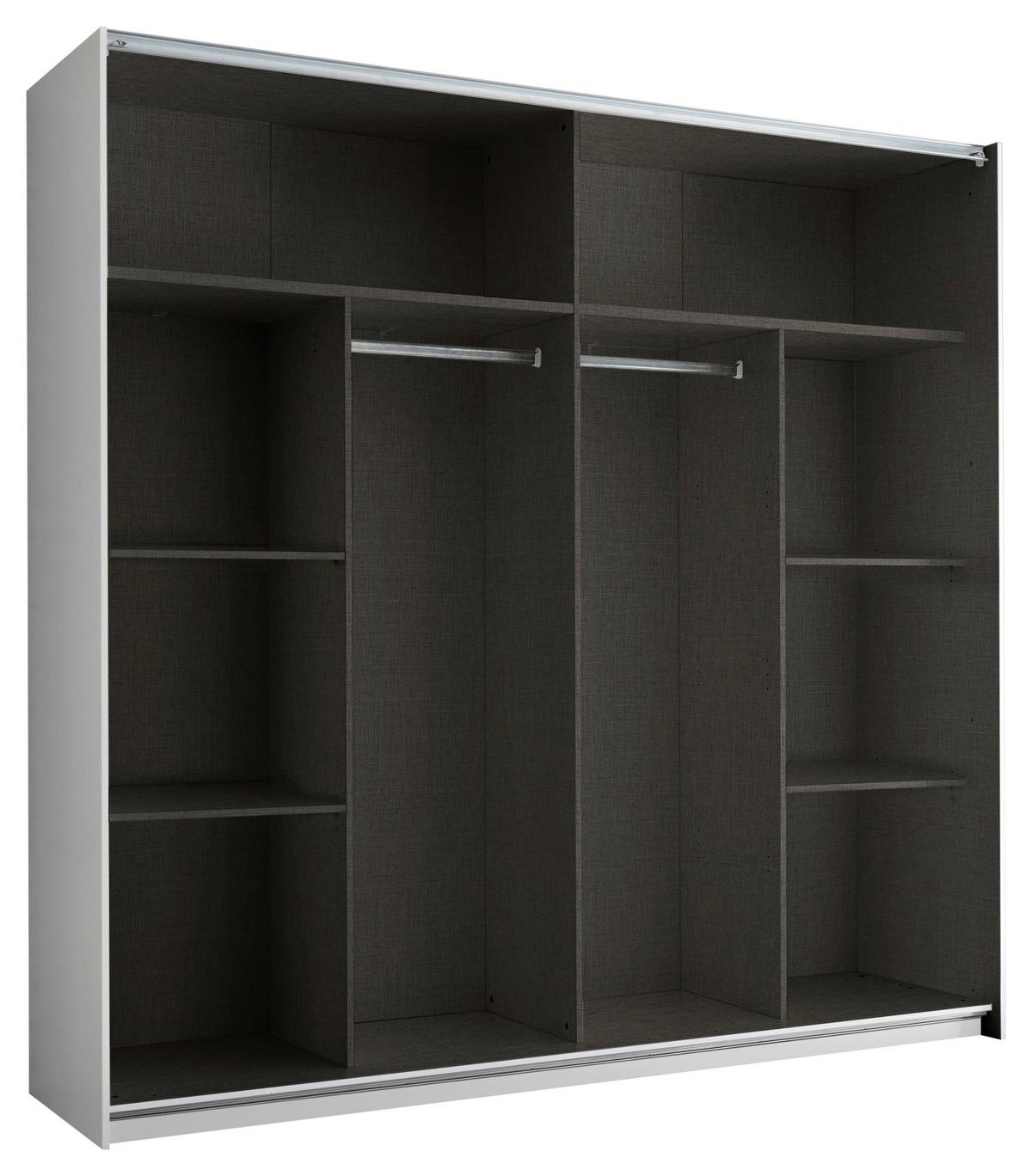 Dulap cu uși culisante NOEMI - alb, Trend, sticlă/material pe bază de lemn (215/210/60cm) - Modern Living