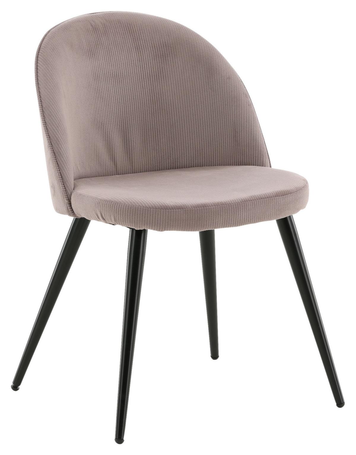 STUHL-SET VELVET - Pink/Schwarz, Design, Textil/Metall (57/76,5/50cm) - Livetastic