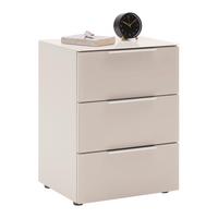 Nachtkästchen Siena Kaschmirfarben ca. 45x61x40cm - Kaschmir/Chromfarben, KONVENTIONELL, Glas/Holzwerkstoff (45/61/40cm) - Premium Living