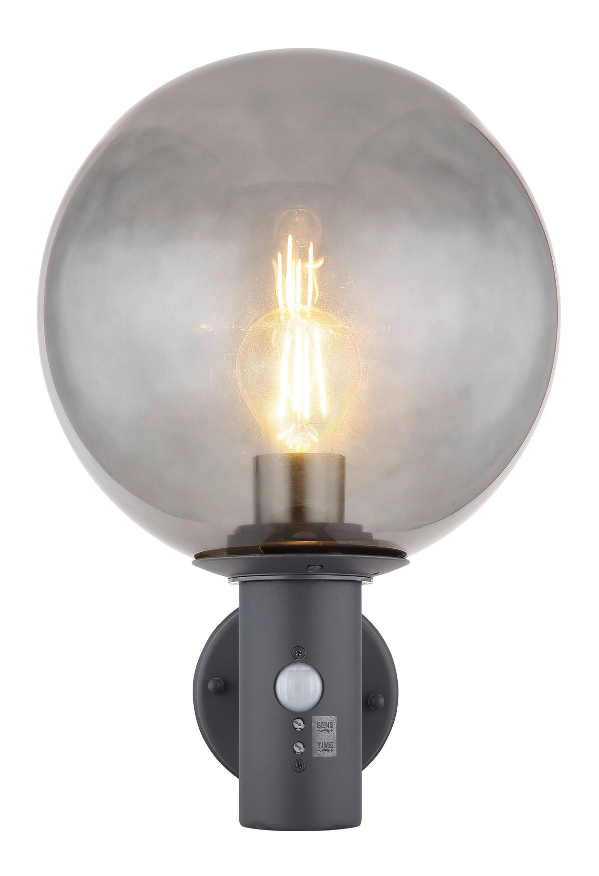 LED-AUSSENLEUCHTE 31865SLMDS - Anthrazit, Konventionell, Glas/Metall (25/37cm) - Globo