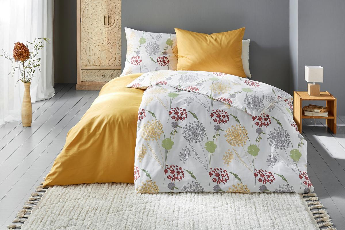 Bettwäsche Bio-Eva in Gelb ca. 135x200cm - Gelb, MODERN, Textil (135/200cm) - ecoTree