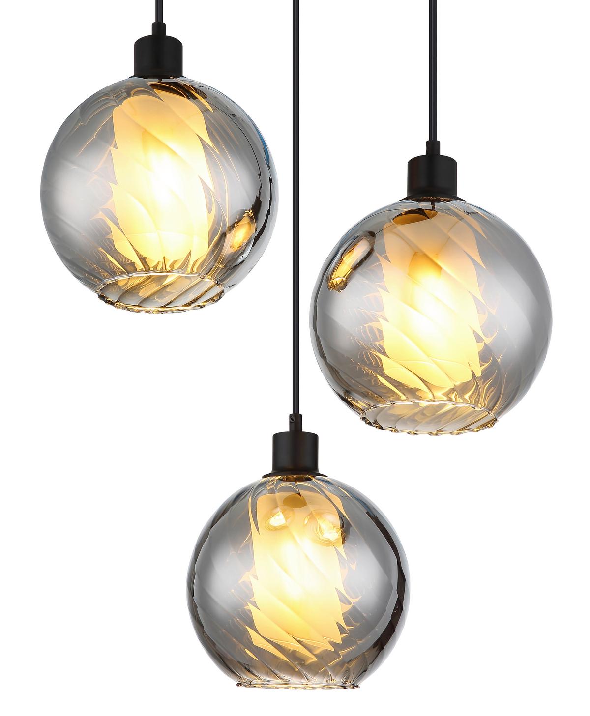 HÄNGELEUCHTE 30280308 ULF - Weiss/Schwarz, Design, Glas/Kunststoff (46/120cm) - Globo