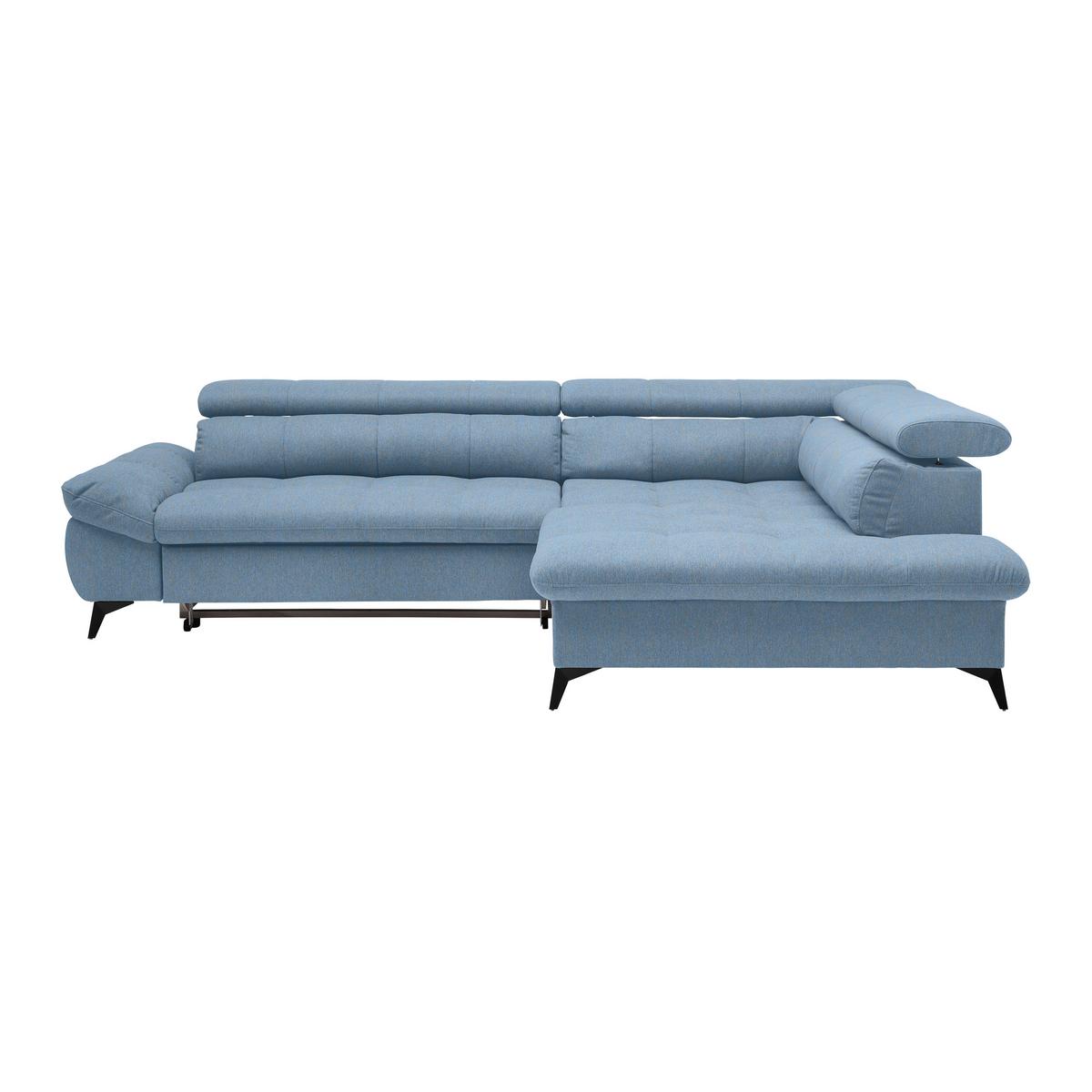 Wohnlandschaft Alberto Hellblau - Schwarz/Hellblau, MODERN, Textil/Metall (201/78/296cm) - Mömax