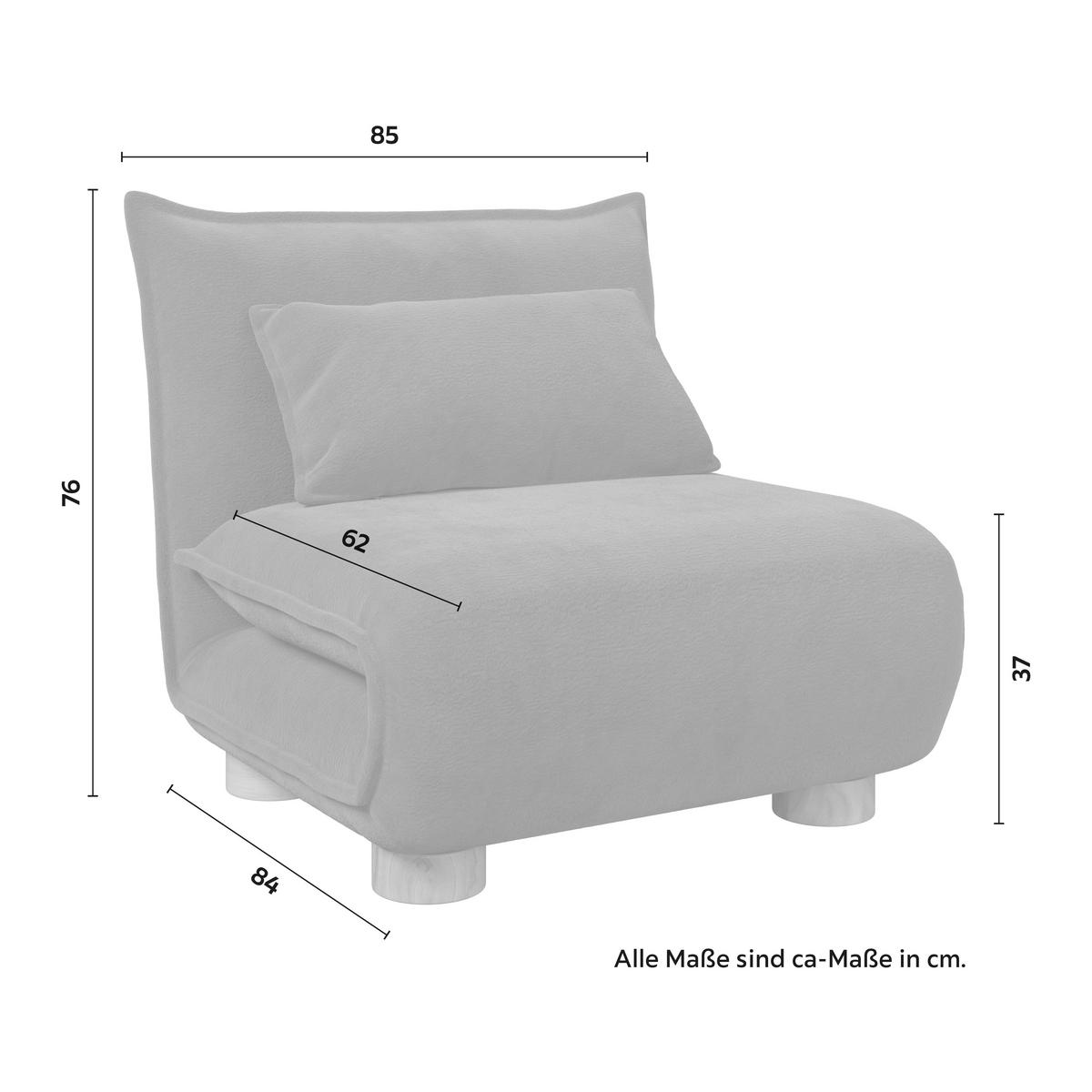 Schlafsessel Bella Dunkelgrau Bouclé - Dunkelgrau/Naturfarben, MODERN, Holz/Textil (85/76/84cm) - Bessagi Home