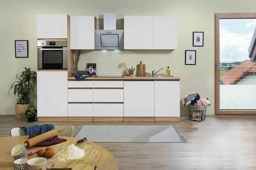 Küchenblock Premium Eiche B: ca. 280 cm - Eichefarben/Weiß, MODERN, Holzwerkstoff (280cm) - Respekta