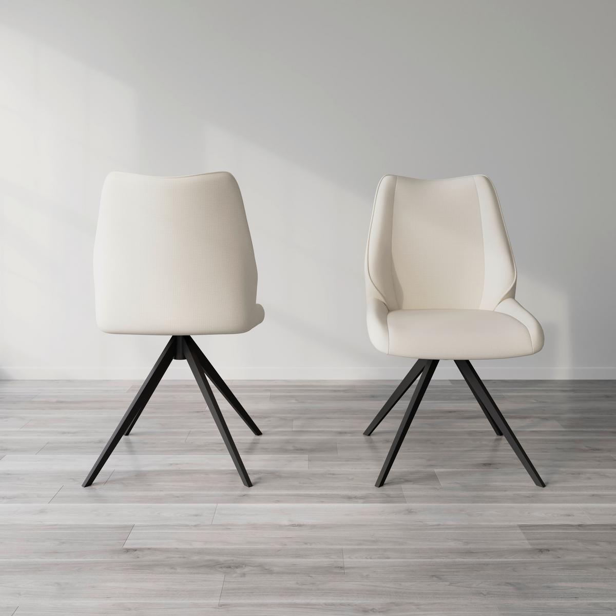 Stuhl Milana Hellgrau Webstoff Drehbar Gepolstert - Hellgrau/Schwarz, MODERN, Holz/Textil (54/93/59cm) - Bessagi Home