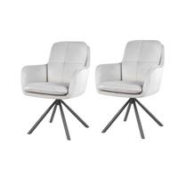 ARMLEHNSTUHL-SET PARMA S 2ER-SET - Hellgrau/Schwarz, MODERN, Textil/Metall (63/89/70cm) - MID.YOU