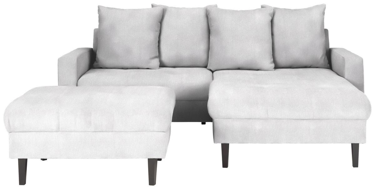Ecksofa Boston Silberfarben - Silberfarben/Schwarz, KONVENTIONELL, Holz/Textil (215/92/160cm) - Based