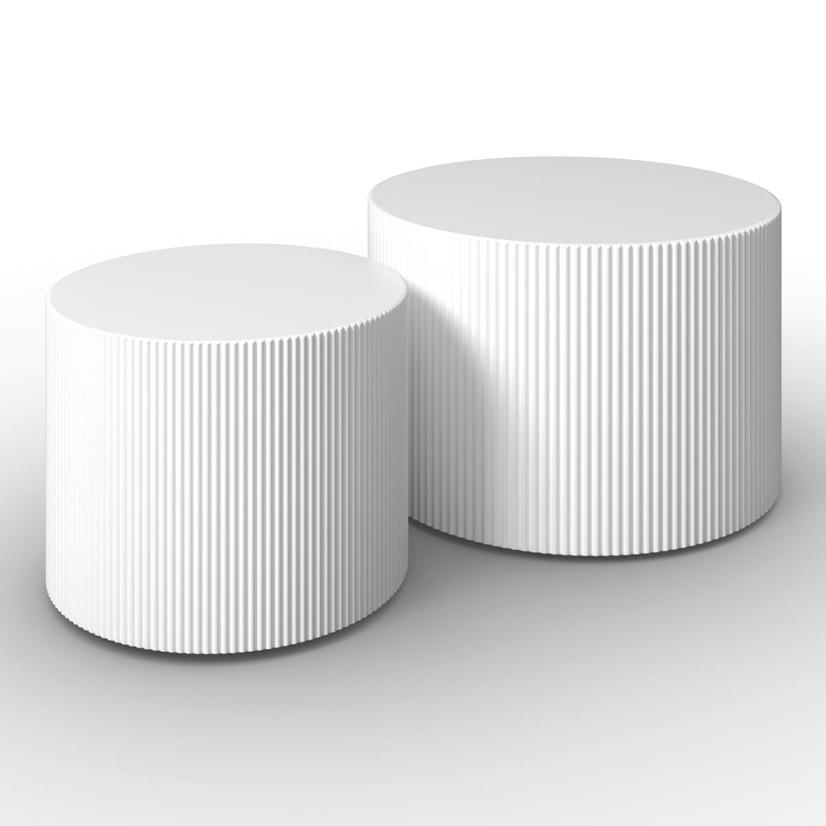 Couchtisch-Set Arlo Weiß MDF rund - Weiß, MODERN, Holzwerkstoff (60/45/40/35/60/45cm) - Bessagi Home