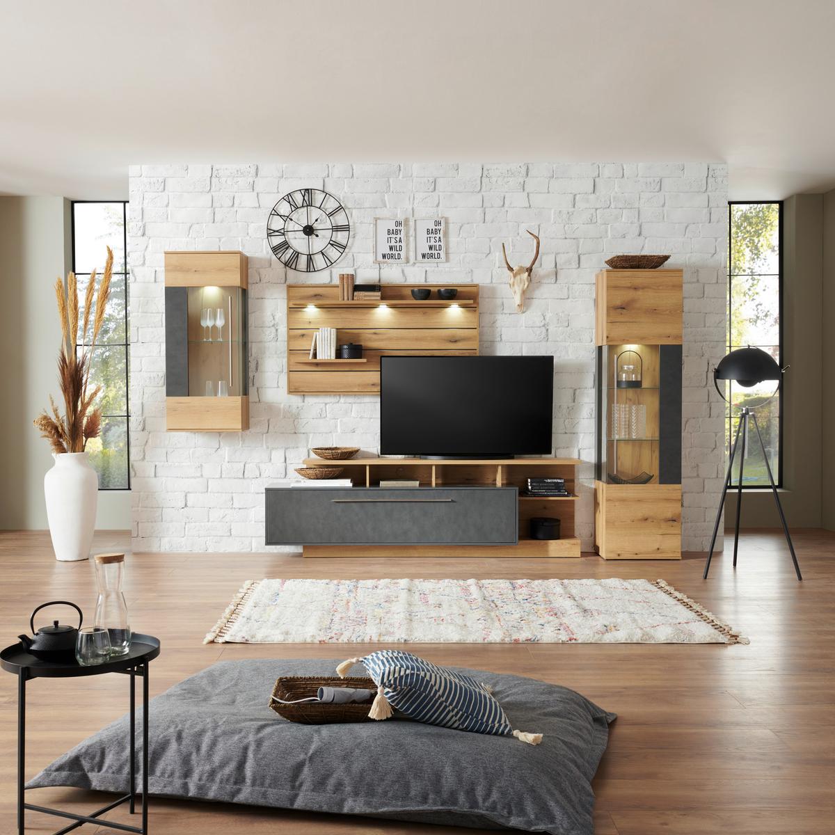 Vitrină LIMIT - Modern, sticlă/material pe bază de lemn (52/201/40cm) - Modern Living