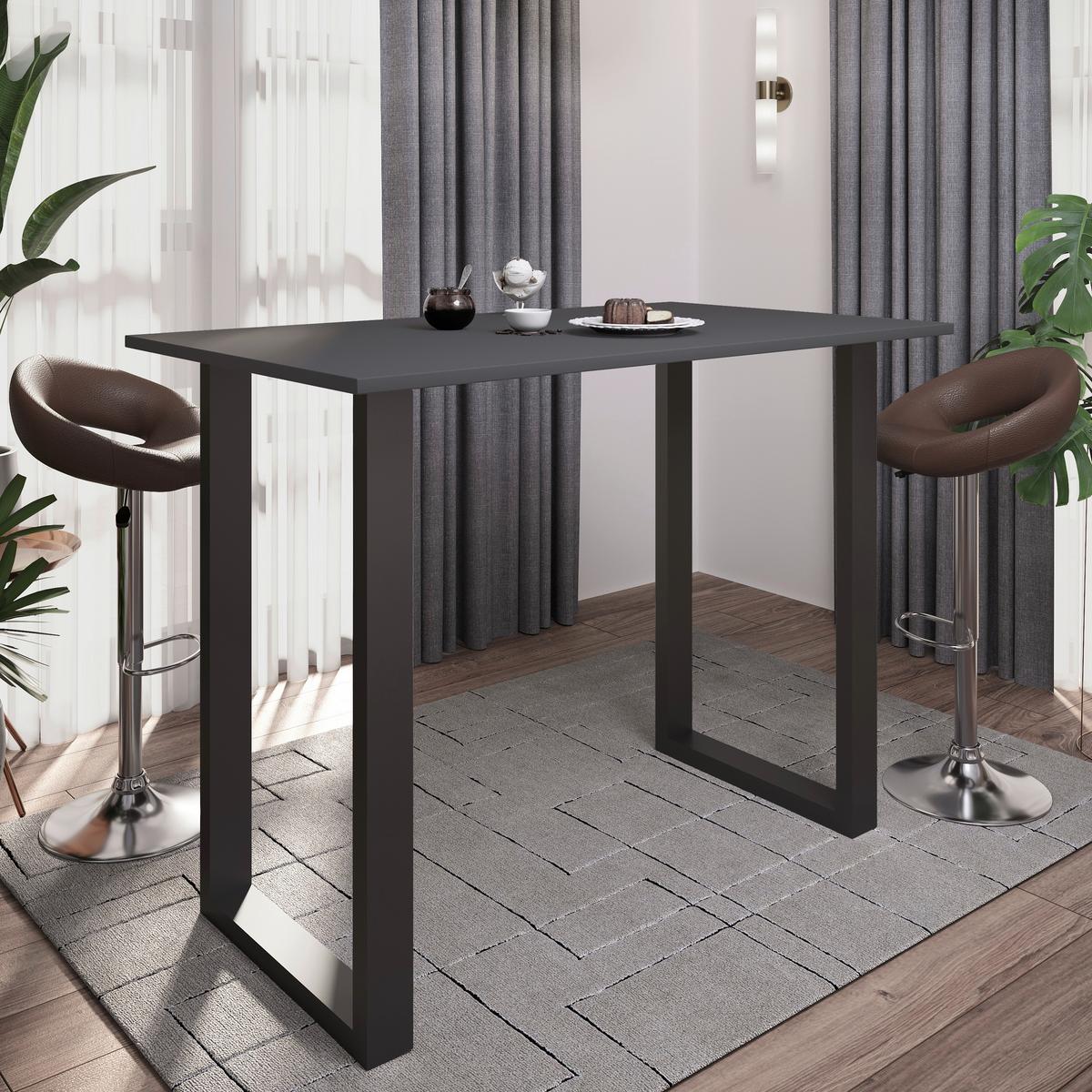 Bartisch XONA Anthrazit/ Schwraz ca.140x102x80cm - Anthrazit/Schwarz, KONVENTIONELL, Holzwerkstoff/Metall (140/80/102cm)