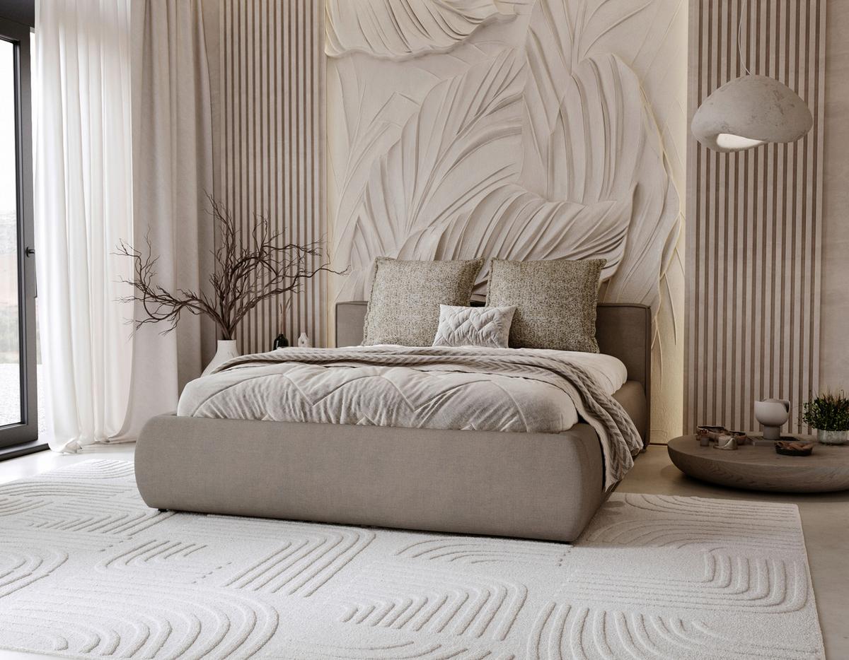 Polsterbett Olive Beige ca. 160x200 - Sandfarben/Beige, KONVENTIONELL, Holzwerkstoff/Kunststoff (160/200cm) - Mömax