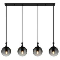 HÄNGELEUCHTE 15885-4H - Schwarz, Design, Glas/Kunststoff (90/15/130cm) - Globo