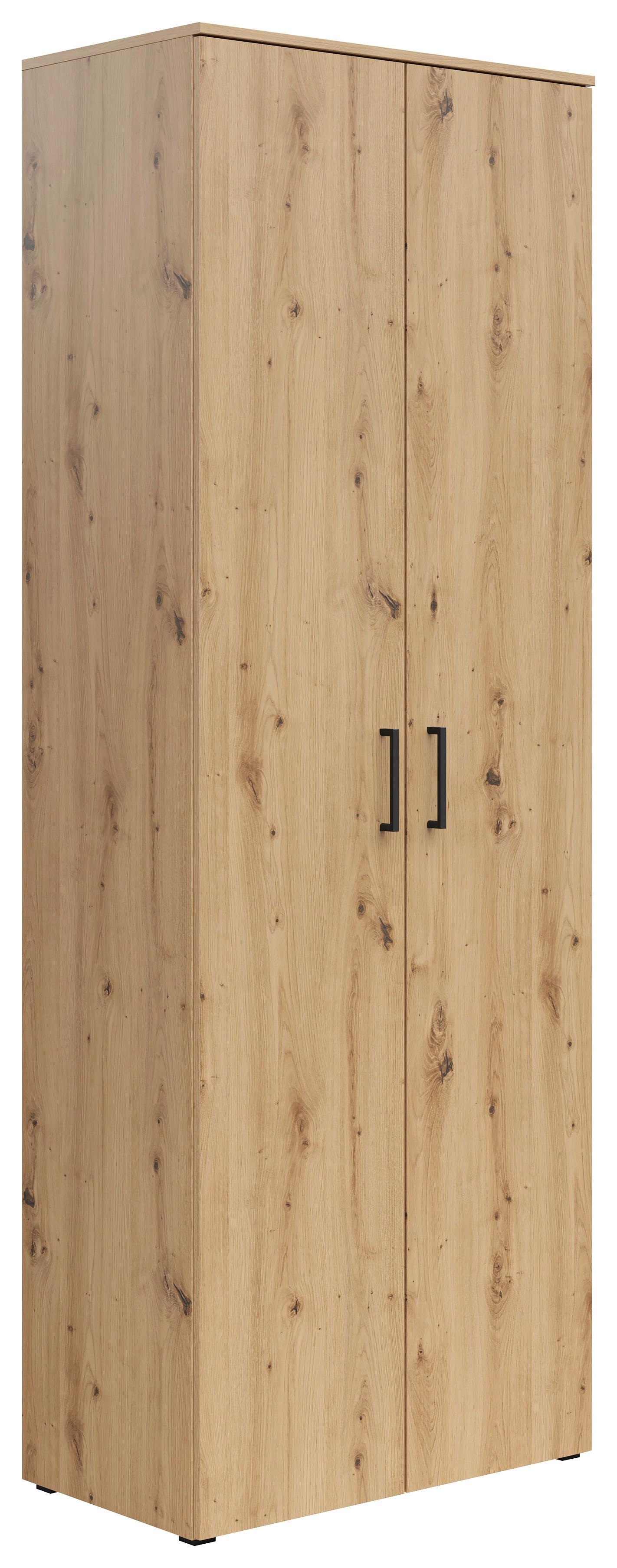 Schrank Multistauraum Eiche Artisan - Schwarz/Eiche Artisan, MODERN, Holzwerkstoff/Kunststoff (70/195/40cm) - Mömax