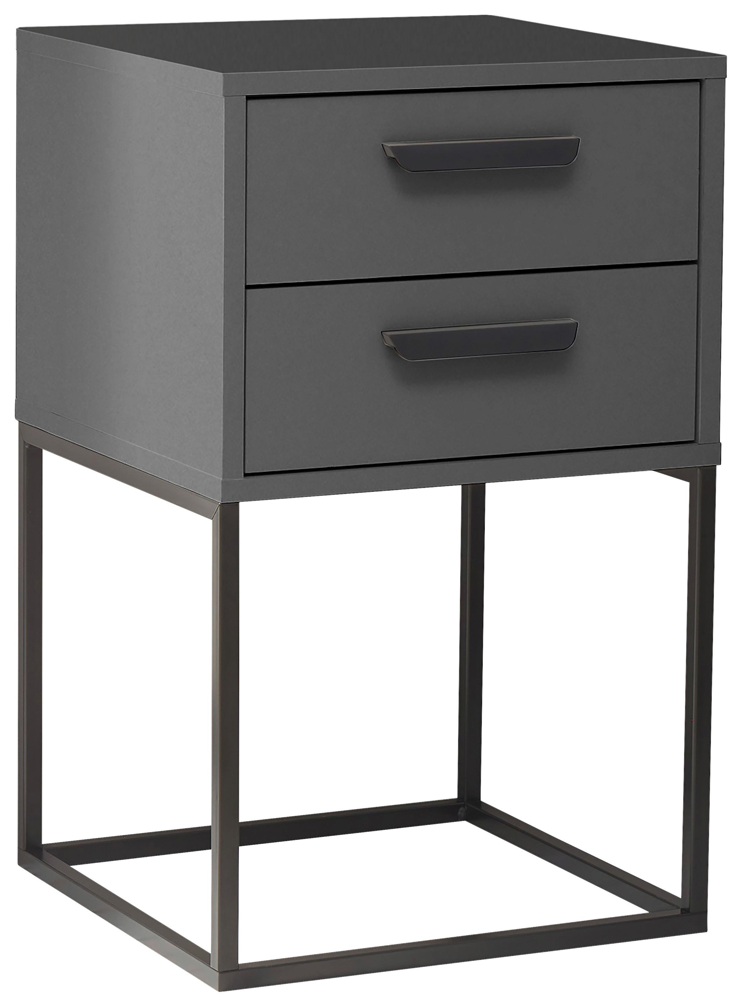 SZAFKA NOCNA SUNA - czarny/kolor grafitowy, Modern, materiał drewnopochodny/tworzywo sztuczne (40/65/38,5cm) - Livetastic