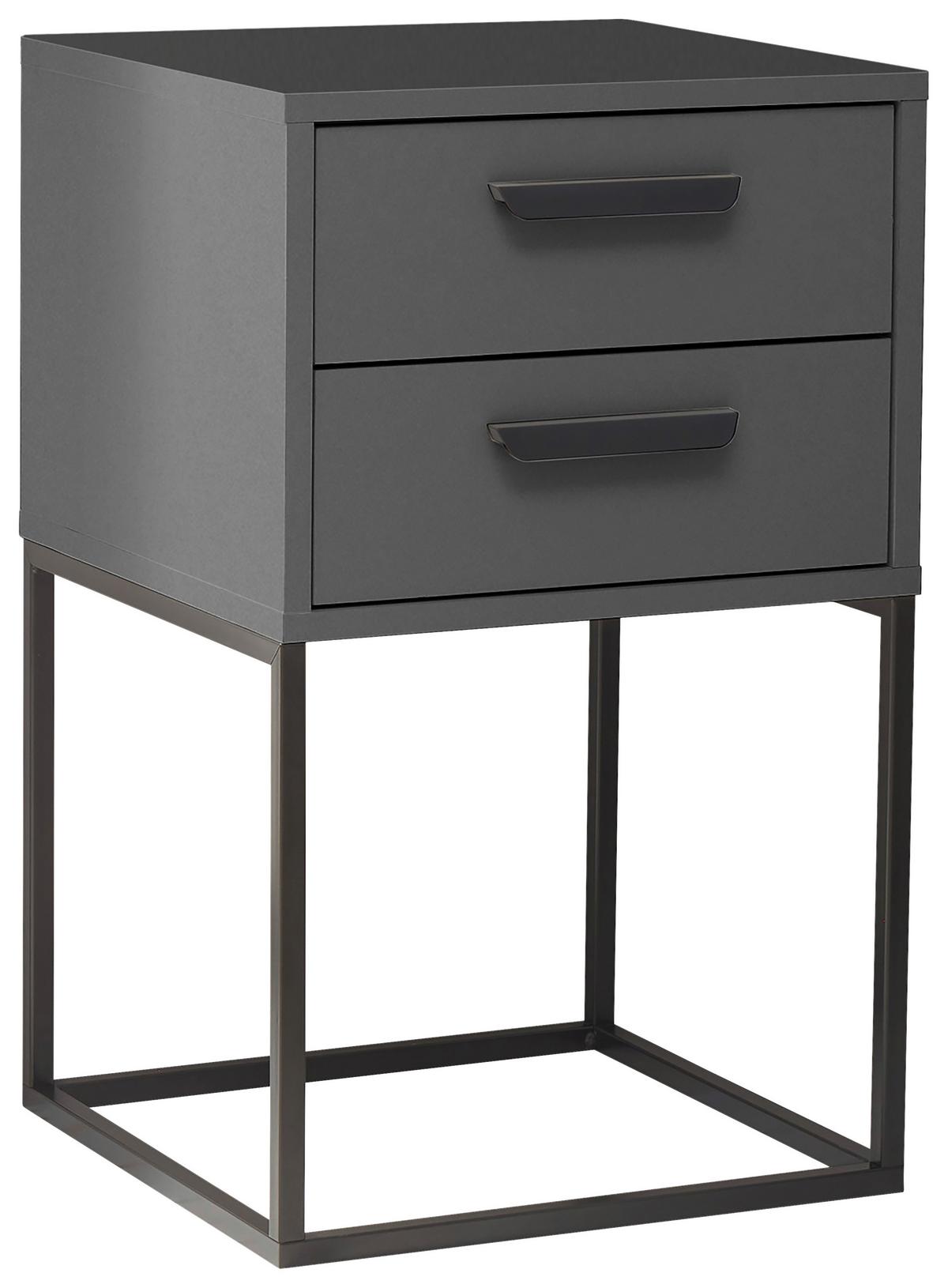 SZAFKA NOCNA SUNA - czarny/kolor grafitowy, Modern, materiał drewnopochodny/tworzywo sztuczne (40/65/38,5cm) - Livetastic