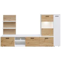 Dnevni Regal Heathrow, Barva Hrasta, Bela - črna/bela, Design, umetna masa/steklo (250/135/38cm) - MID.YOU