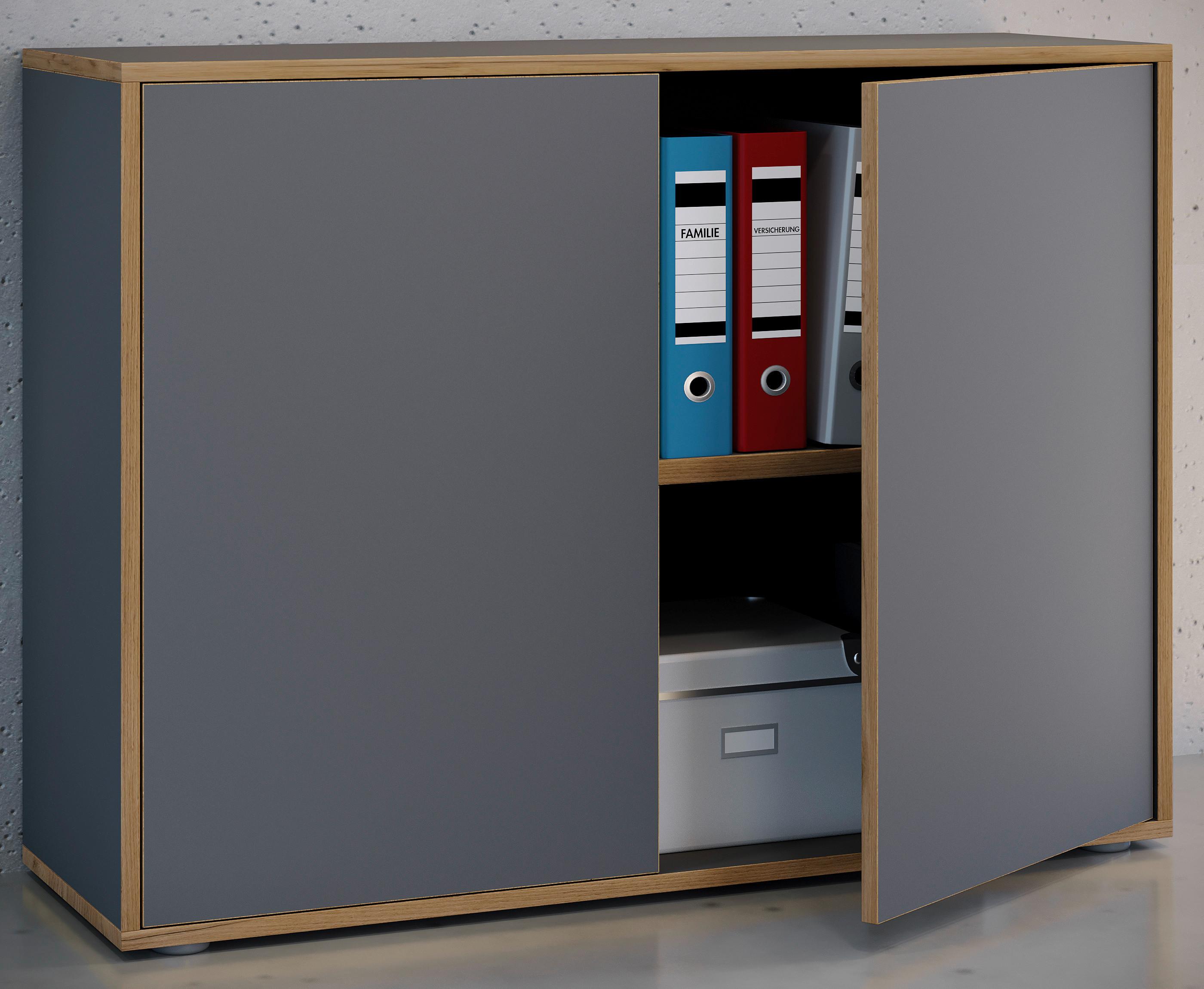 AKTENSCHRANK SALIA B100 - Honigeiche/Anthrazit, Design, Holzwerkstoff (100/74/33cm) - MID.YOU