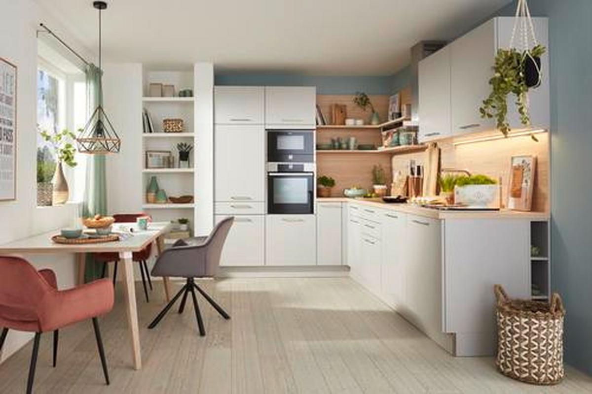Eckküche Manhattan Uni - Platinfarben/Eschefarben, Modern, Holzwerkstoff (230/295cm) - Dieter Knoll